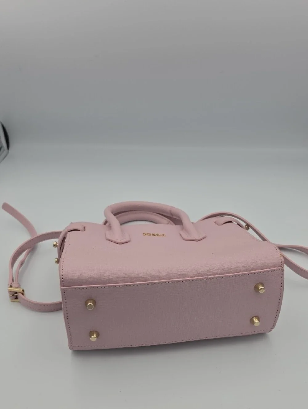 Furla Light Baby Pink Saffiano Small Satchel W Top Handles Gold Hardware (EUC)💗